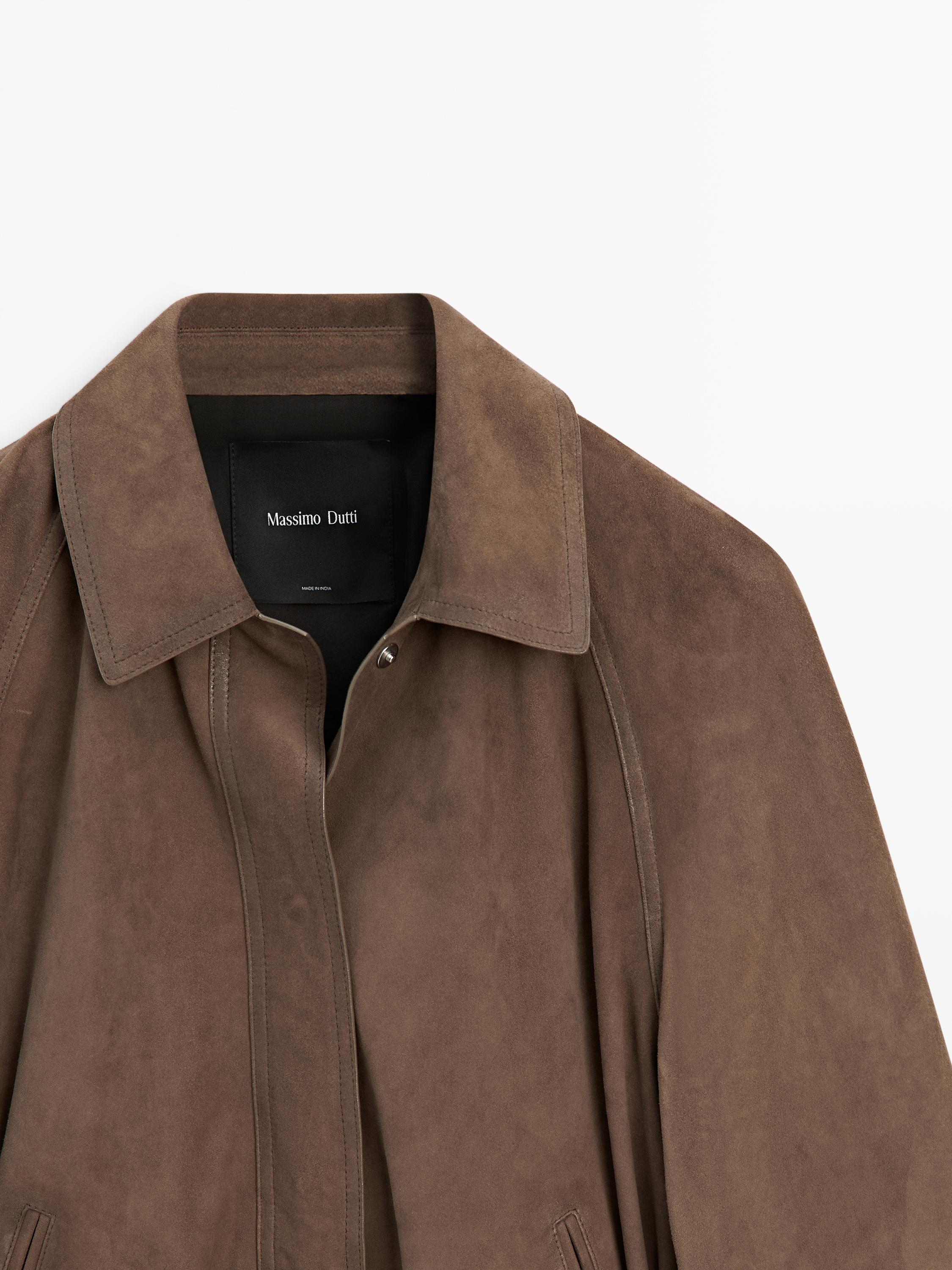 Veste ceinture en cuir effet daim
